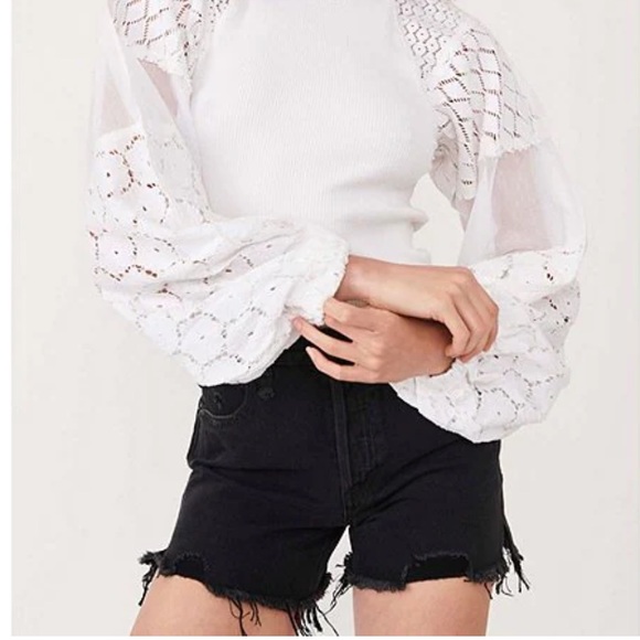 NWT Free People Makai Cut Off Denim Shorts Distressed black - Picture 6 of 16